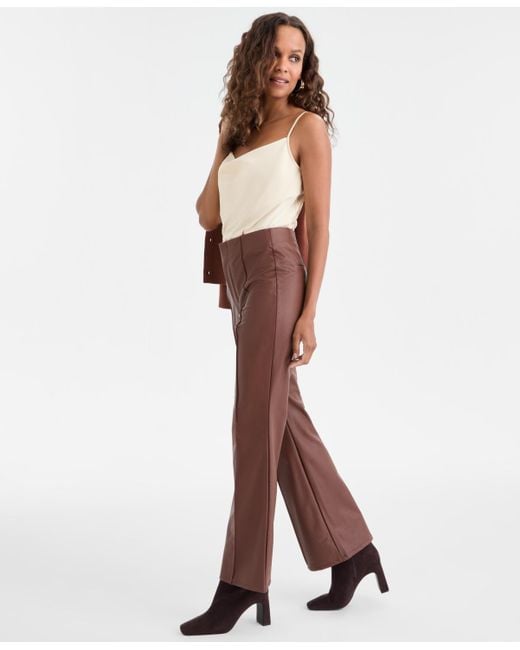 INC International Concepts Petite Faux-leather Flared Pants