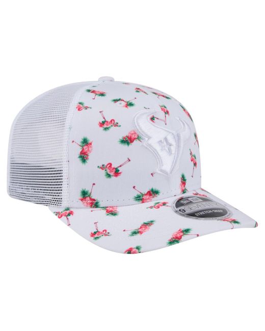 KTZ White Houston Texans Adventure Flamingo Pattern 9seventy Stretch-snap Hat for men