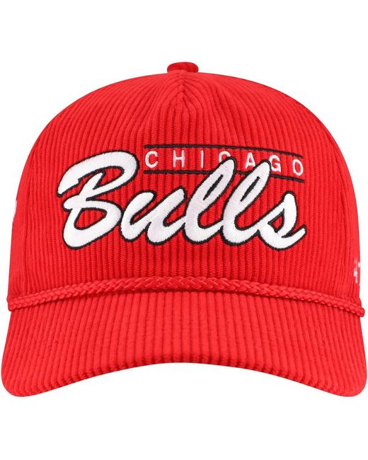 '47 Red Chicago Bulls Double Header Sidepatch Cord Hitch Adjustable Hat for men
