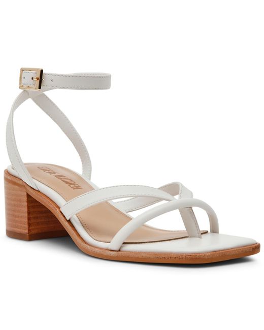 Steve Madden White Tilly Strappy Square Toe Sandals