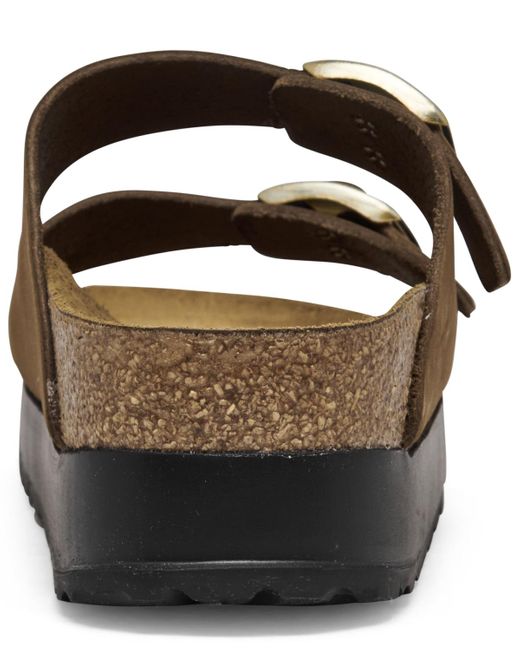 Birkenstock Brown Arizona Flex Nubuck Leather Platform Sandals From Finish Line
