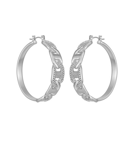 Guess Metallic Glass Stone Hoop Earrings (also