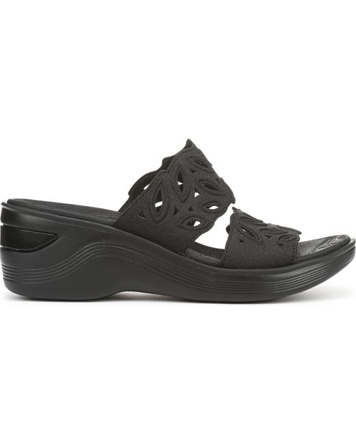 LifeStride Black Delight Washable Slide Wedge Sandals