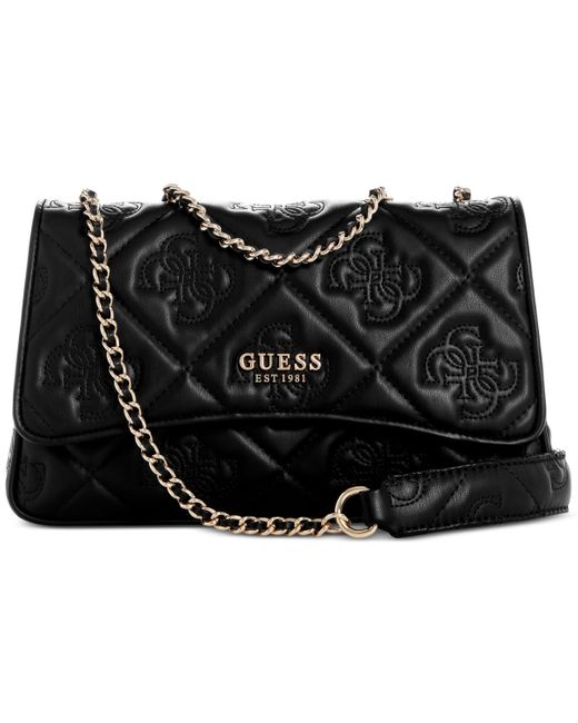 Guess Black Marieke Small Convertible Quilted Crossbody