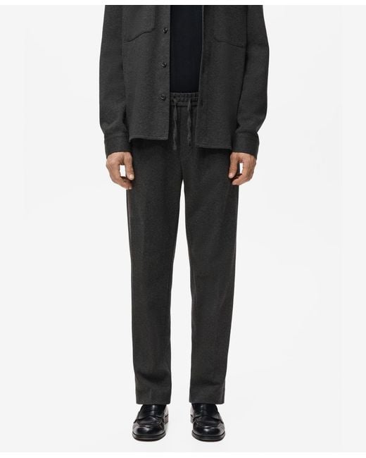Mango Black Cotton Drawstring joggers Pants for men