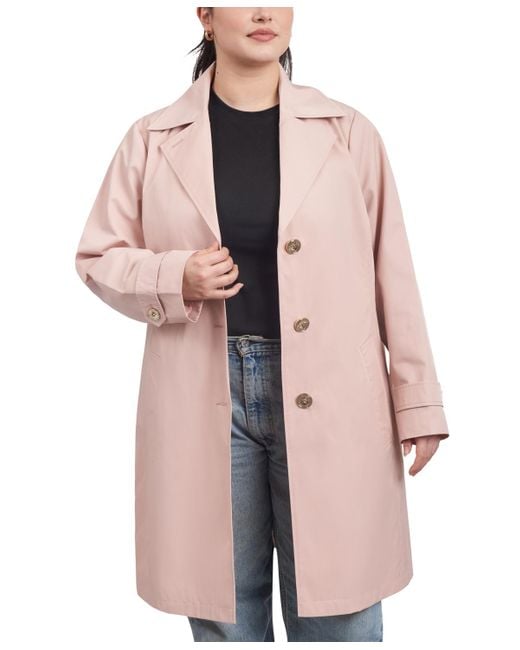 Michael Kors Pink Michael Plus Size Single-breasted Reefer Trench Coat