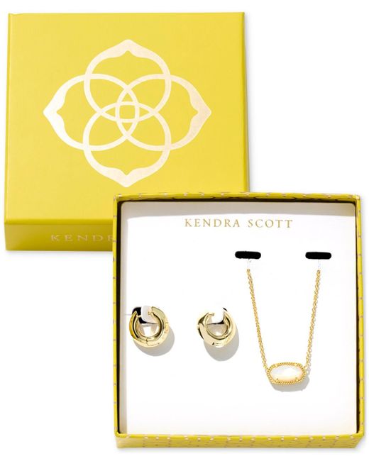 Kendra Scott Metallic Elisa Pendant Necklace And Mikki huggie Earrings Gift Set