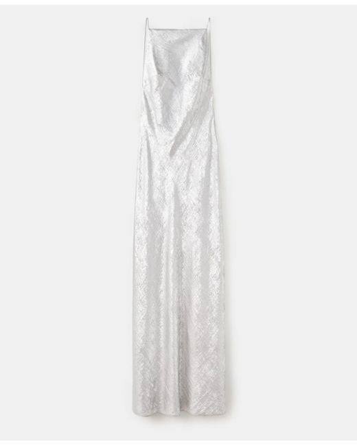 Mango Gray Metallic Open Back Dress