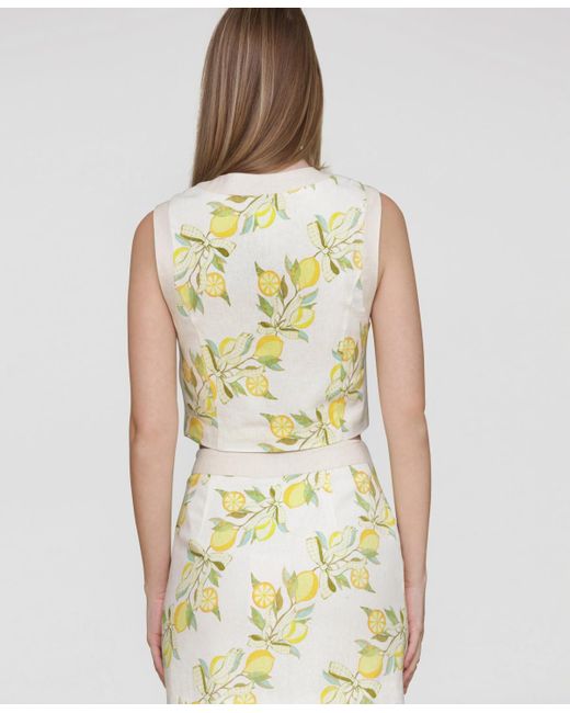 Avec Les Filles Metallic Sleeveless Button-front Top