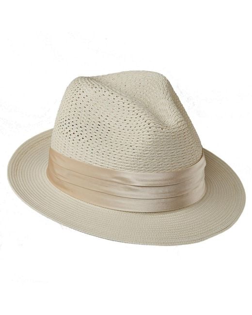 Stacy Adams Natural Solid Vent Paper Milan Fedora Hat for men