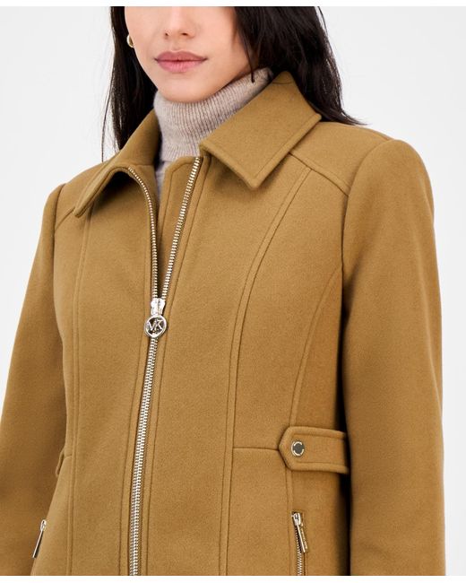 Michael Kors Natural Michael Collared Zip-front Coat