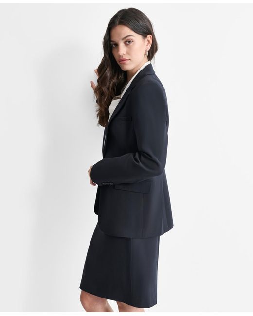 DKNY Blue Single-button-front Long-sleeve Jacket