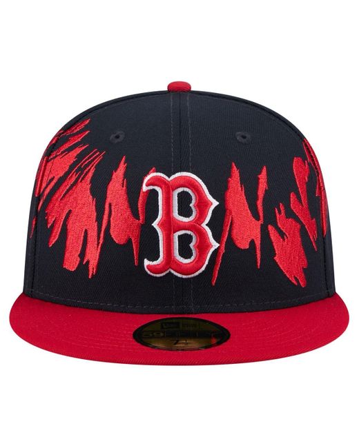 KTZ Navy/red Boston Red Sox Retro Pattern 59fifty Fitted Hat for men