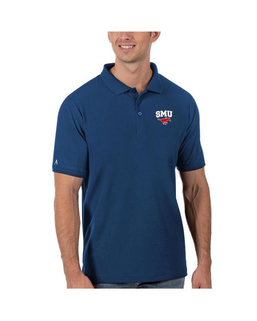 Antigua Blue Smu Mustangs Legacy Pique Polo for men