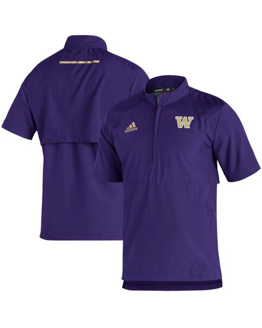Adidas Purple Washington Huskies 2021 Sideline Aeroready Short Sleeve Quarter-zip Jacket for men