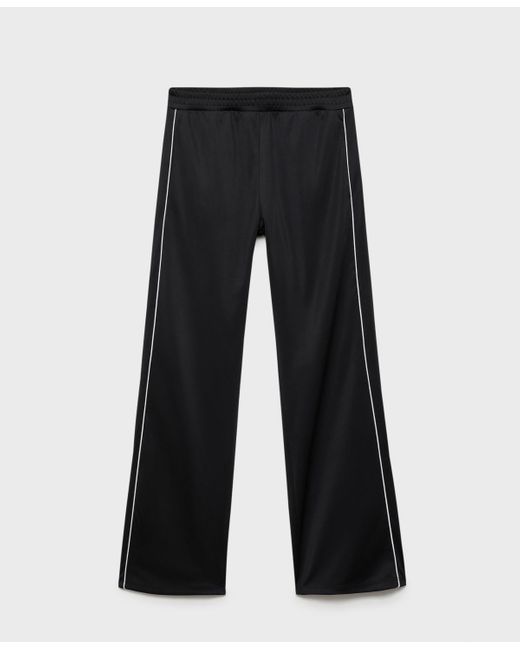 Mango Black Contrasting-stripe jogger Pants