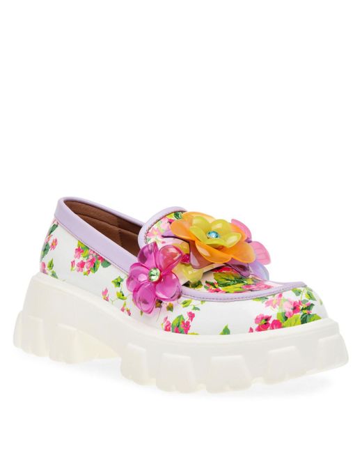 Betsey Johnson Flower Embellished Patent Loafer in Pink | Lyst