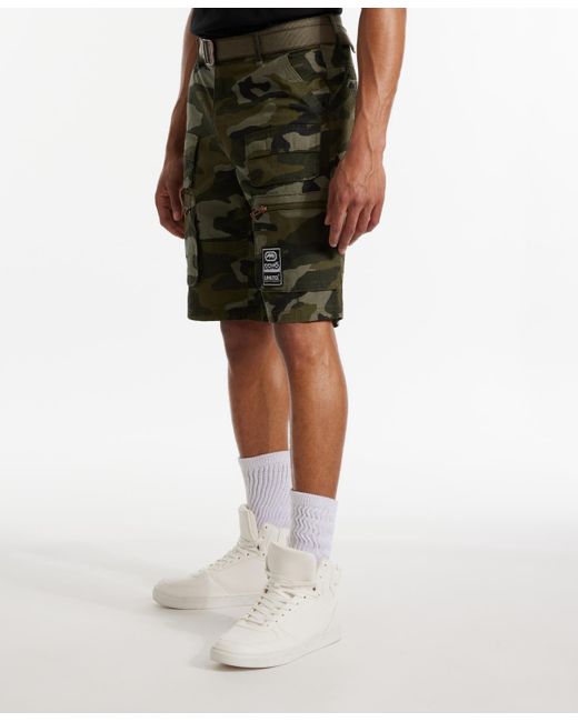 Ecko' Unltd Green Freshen Up Belted Cargo Shorts for men