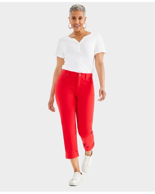 Style & Co. Red Mid-rise Curvy Capri Jeans