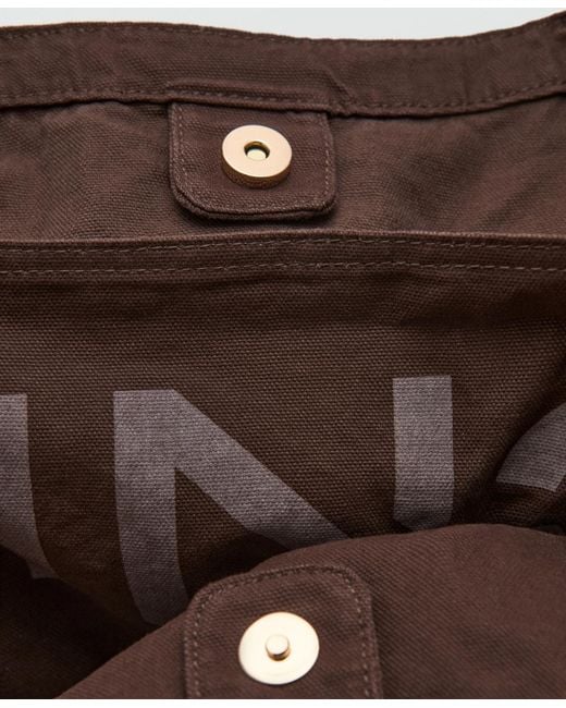 Mango Brown Eyelets Canvas Bag