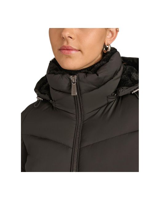 Calvin Klein Black Faux-fur-lined Hooded Puffer Coat