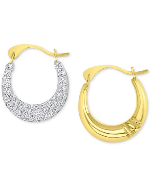 Macy's Metallic Crystal Pave Small Hoop Earrings