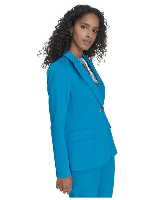 Calvin Klein Blue Cotton-blend One-button Jacket