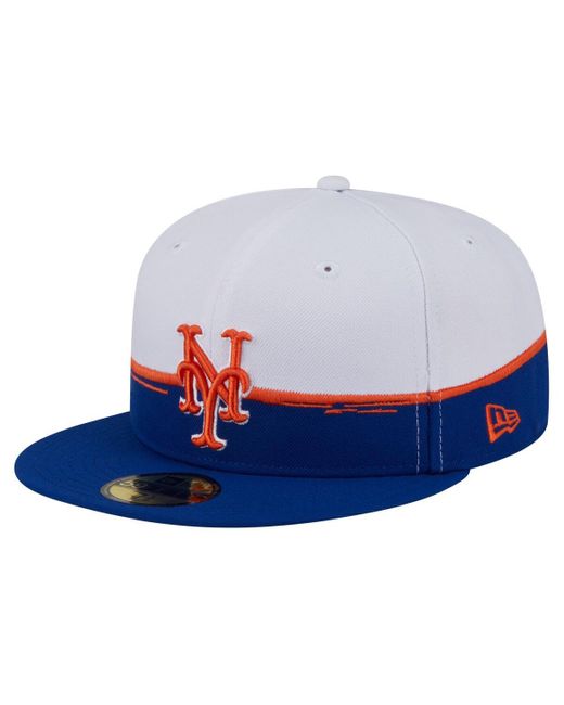 KTZ Blue Royal/white New York Mets Paint Stroke 59fiftyâ Fitted Hat for men