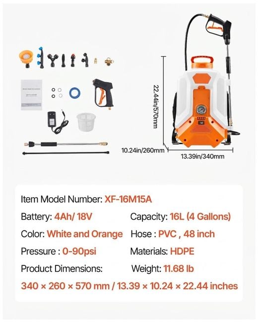 SUGIFT White Battery Powered Backpack Sprayer