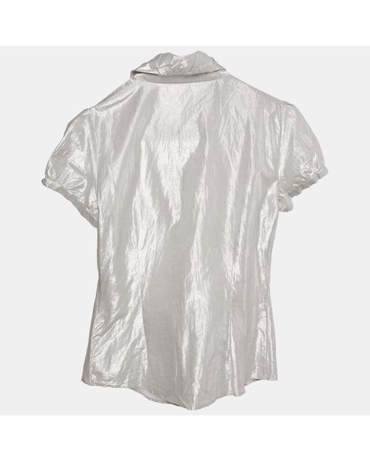 Pre-owned Burberry White London Lamé Button Front Shirt