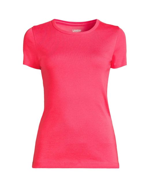 Lands' End Pink Plus Size Cotton Rib T-shirt