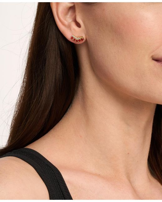 Michael Kors Red Tone Pave Stud Earrings