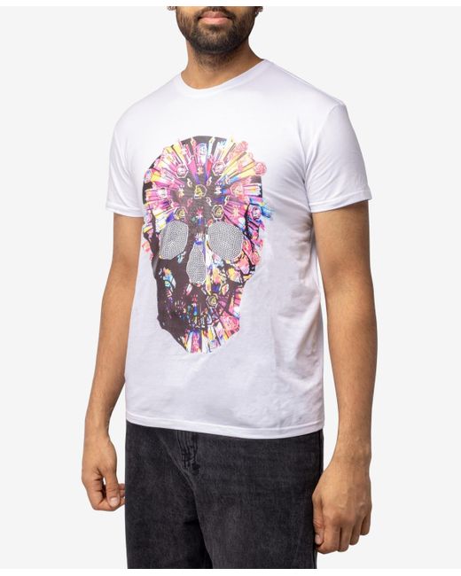Xray Jeans White X-ray Stone Tee Multi Colored Skull With Silver for men