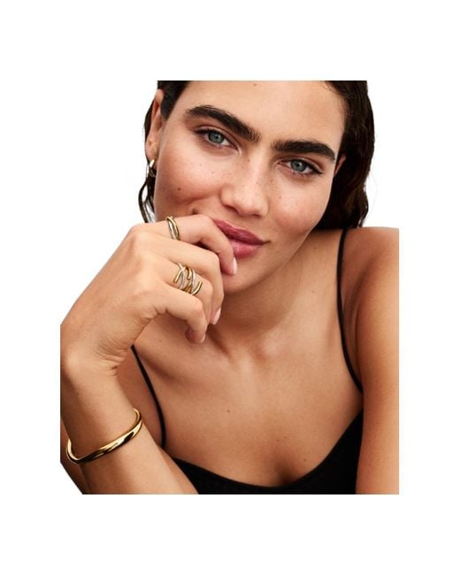 Pandora Metallic Organically Shaped Two-tone Double Ring
