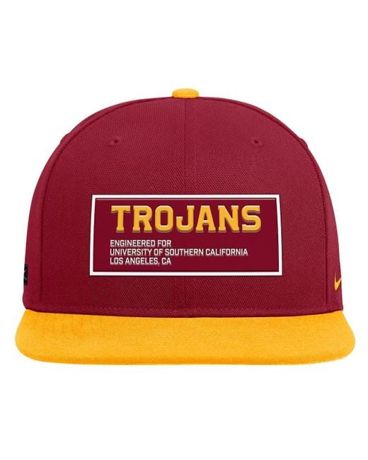 Nike Red Cardinal/gold Usc Trojans 2025 On-field Patch Pro Dri-fit Snapback Hat for men