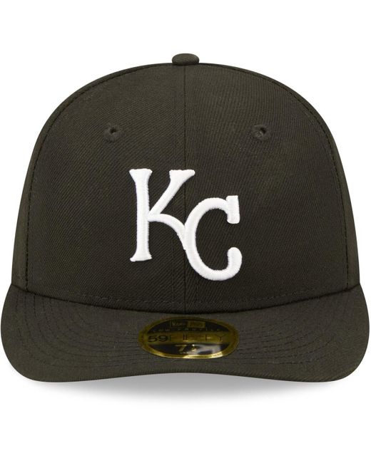 KTZ Green Kansas City Royals Black And White Low Profile 59fifty Fitted Hat for men