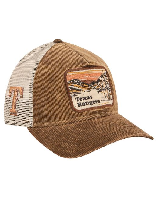 KTZ Brown Texas Rangers Vintage Landscape 9twenty A-frame Adjustable Trucker Hat for men