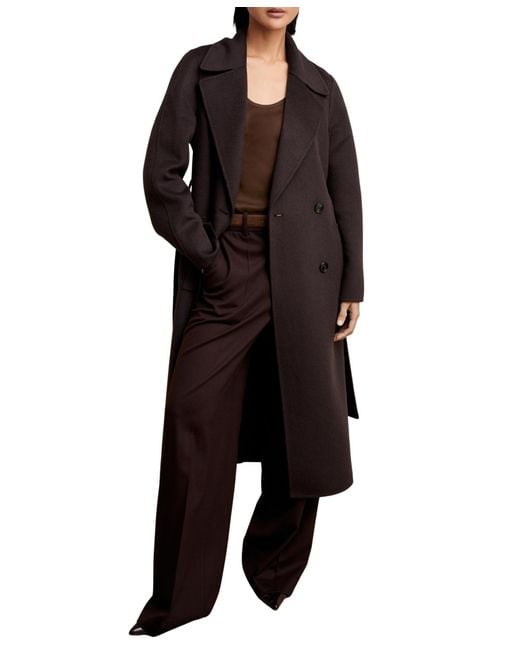 Reiss Black Double-breasted Blindseam Wool-blend Coat