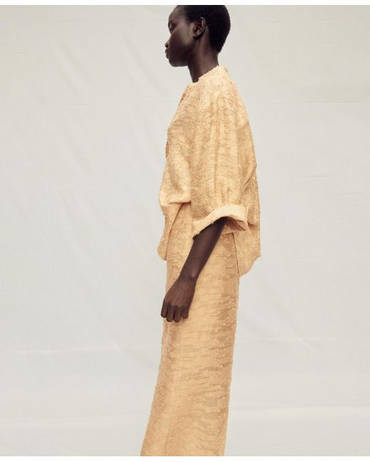 Mango Natural Textured Straight Skirt