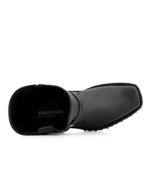 Forastero Black Leather Biker Boots for men
