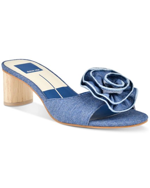 Dolce Vita Blue Darly Floral Detailed Block-heel Dress Sandals