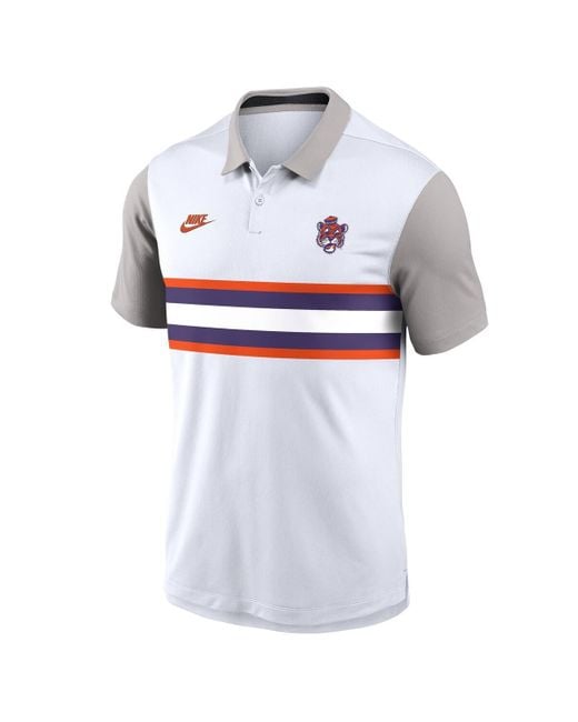 Nike White/gray Clemson Tigers Athletic Prep Legacy Logo Vapor Performance Polo Shirt for men