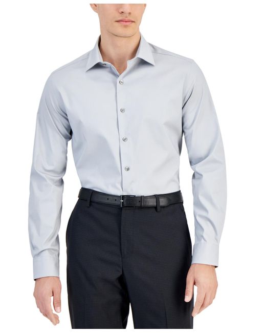 Alfani Blue Slim-fit Temperature Regulating Solid Dress Shirt for men