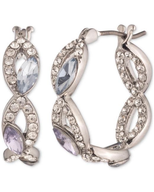 Givenchy Metallic Small Mixed Crystal Openwork Hoop Earrings