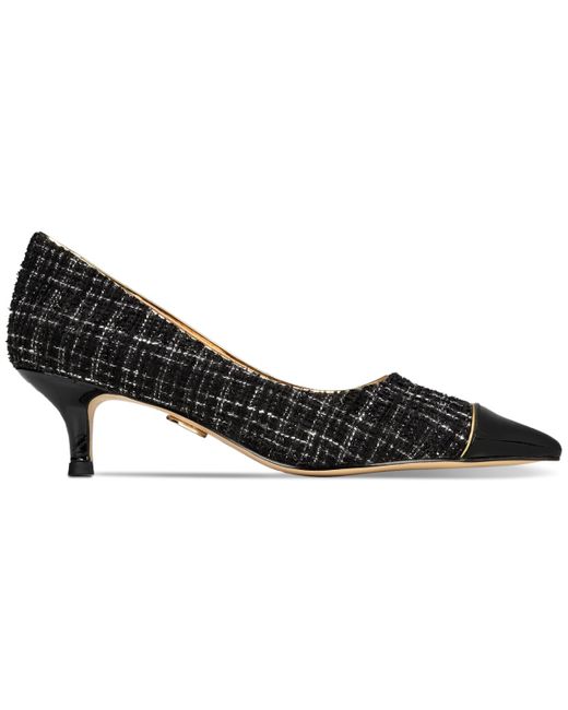 THINGS II COME Black Jacey Luxurious Pointed-toe Kitten Heel Pumps