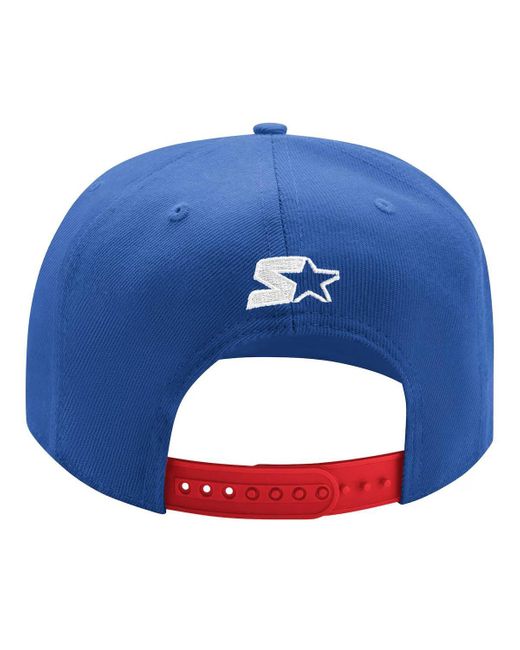 Starter Blue/red New York Rangers Arch Logo Two-tone Snapback Hat for men