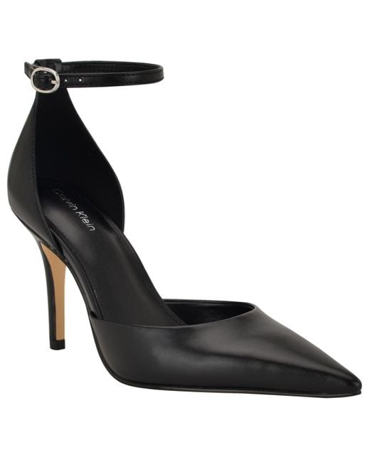 Calvin Klein Black Olettia Ankle Strap Stiletto Pumps