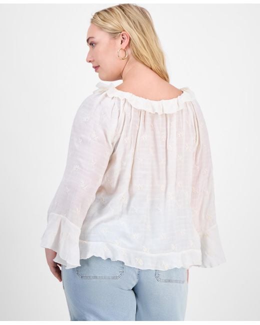 And Now This White Plus Size Bell-sleeve High-low Blouse