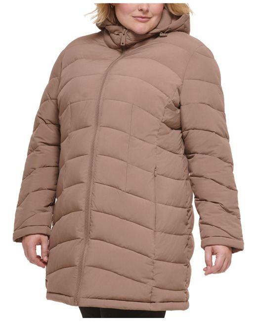 snijder Augment Herhaal Calvin Klein Plus Size Hooded Packable Puffer Coat, Created For Macy's in  Brown | Lyst