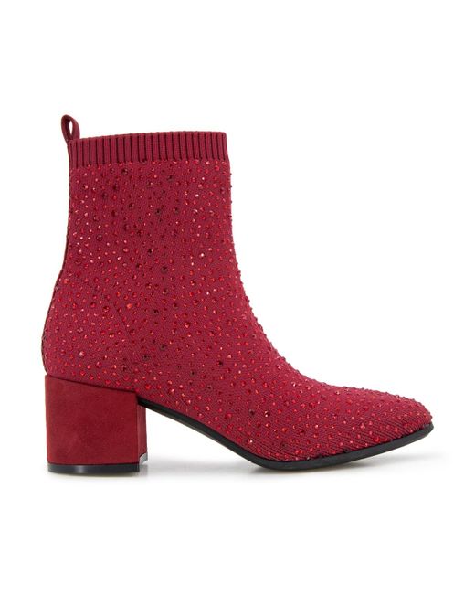 Kenneth Cole Red Rida Stretch Jewel Pull On Booties